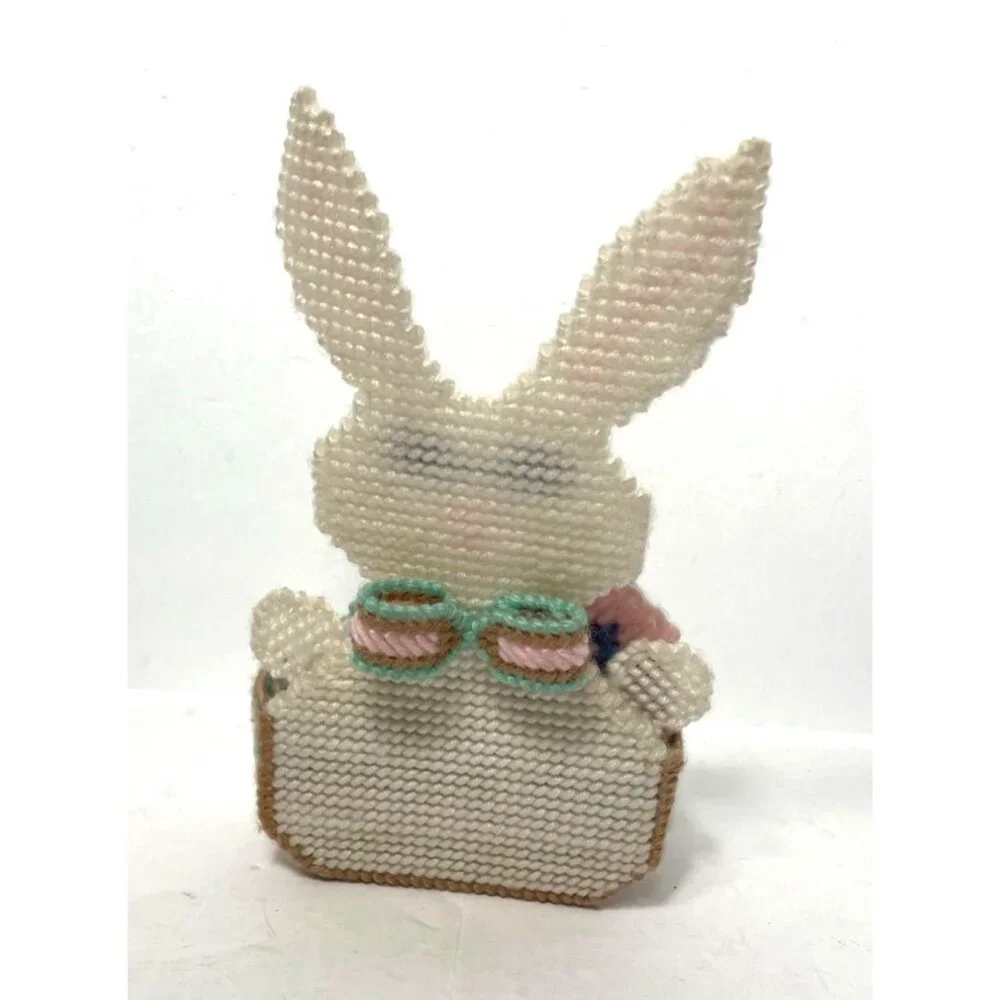 Vintage Easter Bunny Coaster Set With 6 Cross-Stitch Coasters